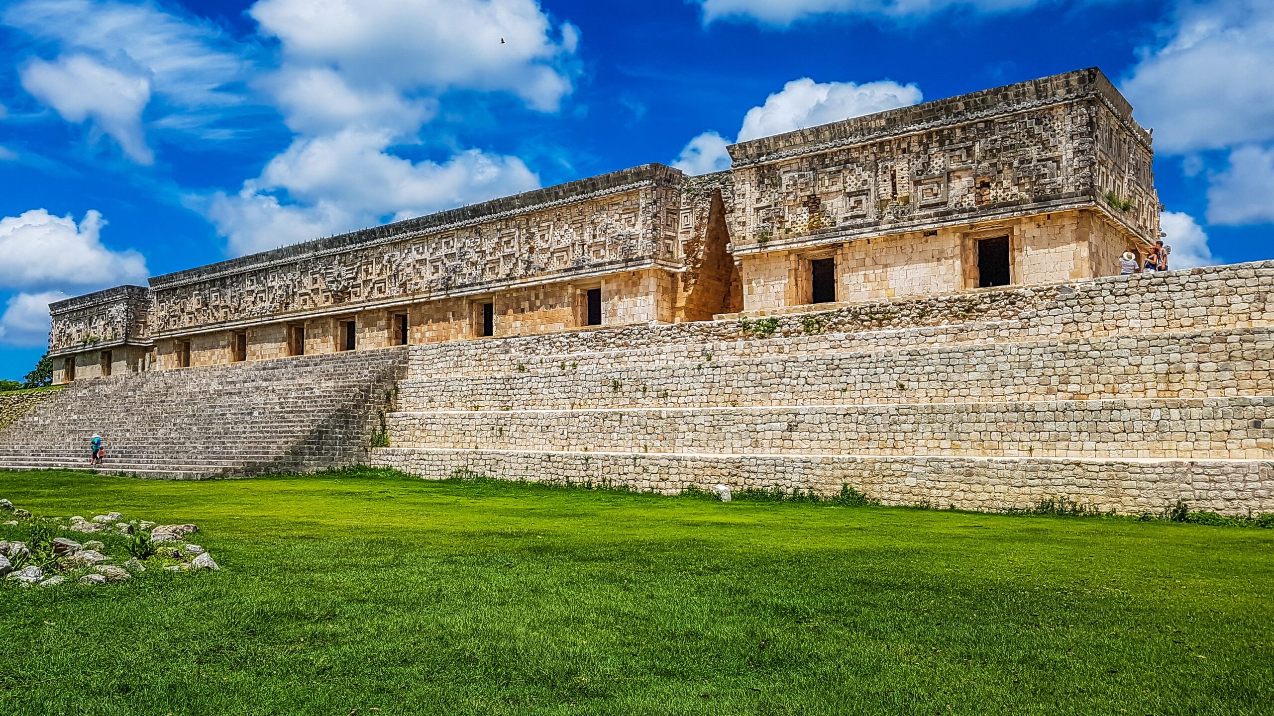 Uxmal is home to the Pyramid of the Magician in Mexico.
pictrured: The legendary Uxmal ruins on a bright cloudy day
