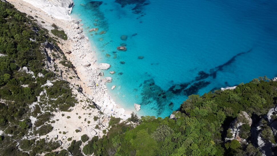 aerial view of coastline in Sardinia