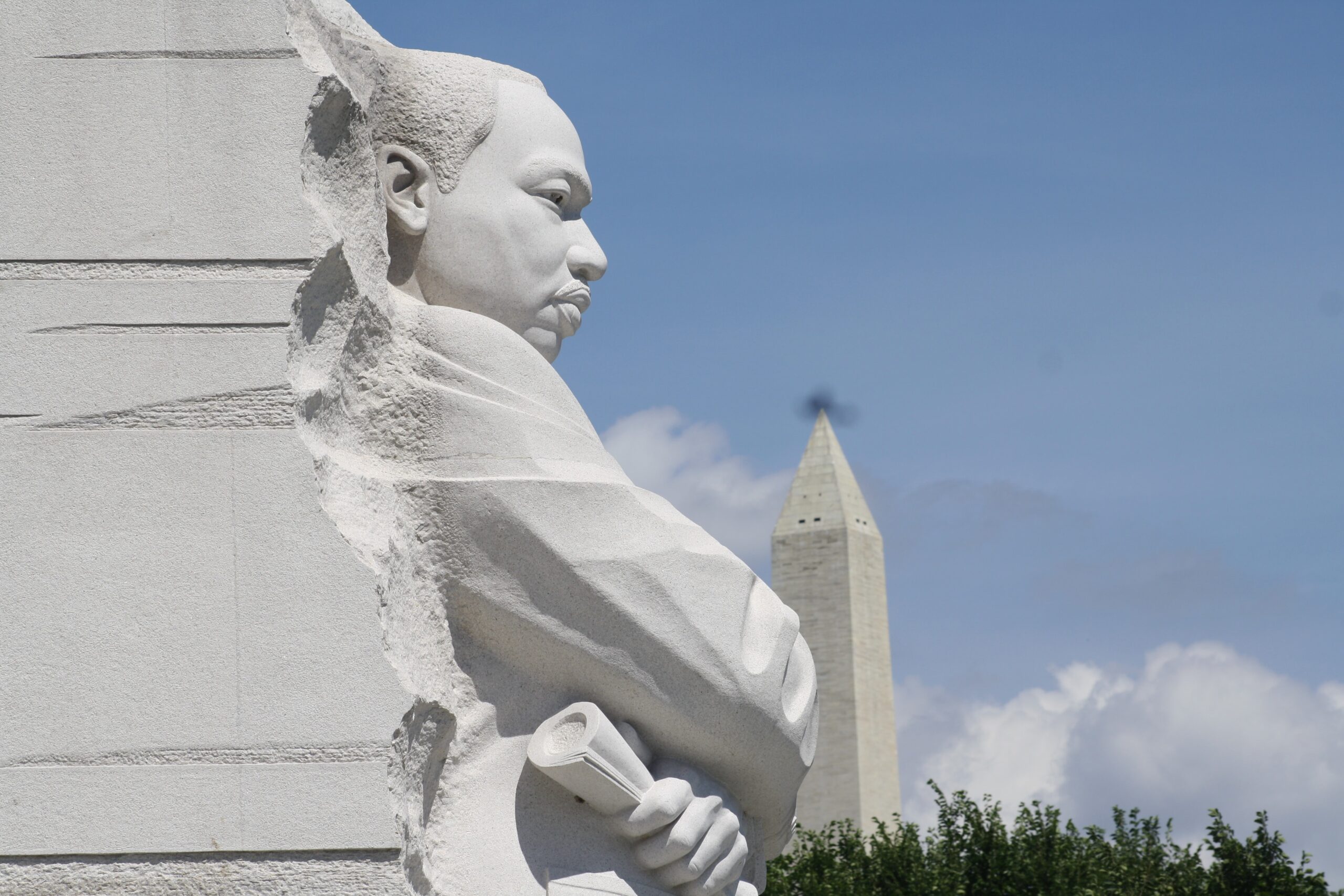 The International Civil Rights museum has many educational and archival objects available for viewing. 
pictured: Martin Luther King Jr. stone memorial 