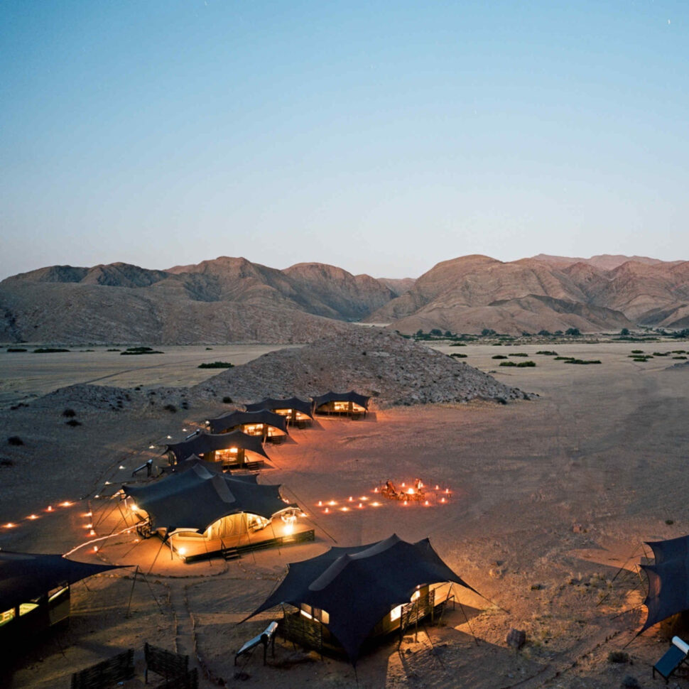 Hoanib valley camp at dusk