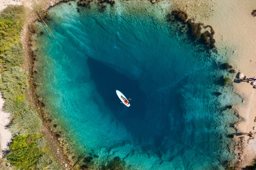 boat floating on a lake in Croatia