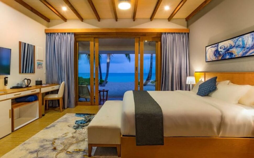 interior of room at resort in the Maldives, a sober hotel