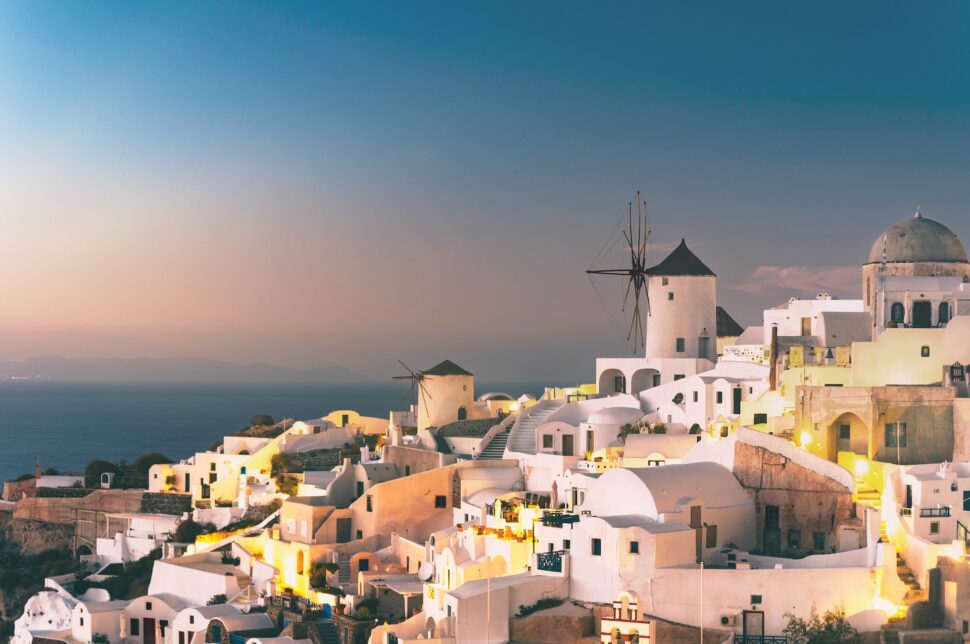 White-washed buildings in Santorini, Greece