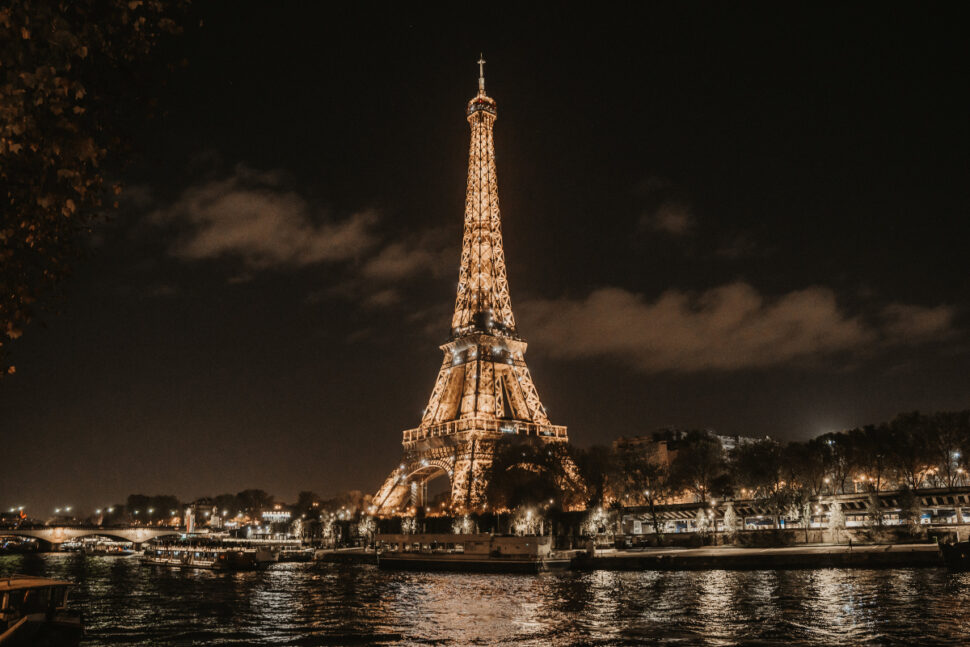 view of Eiffel Tower in Paris at night