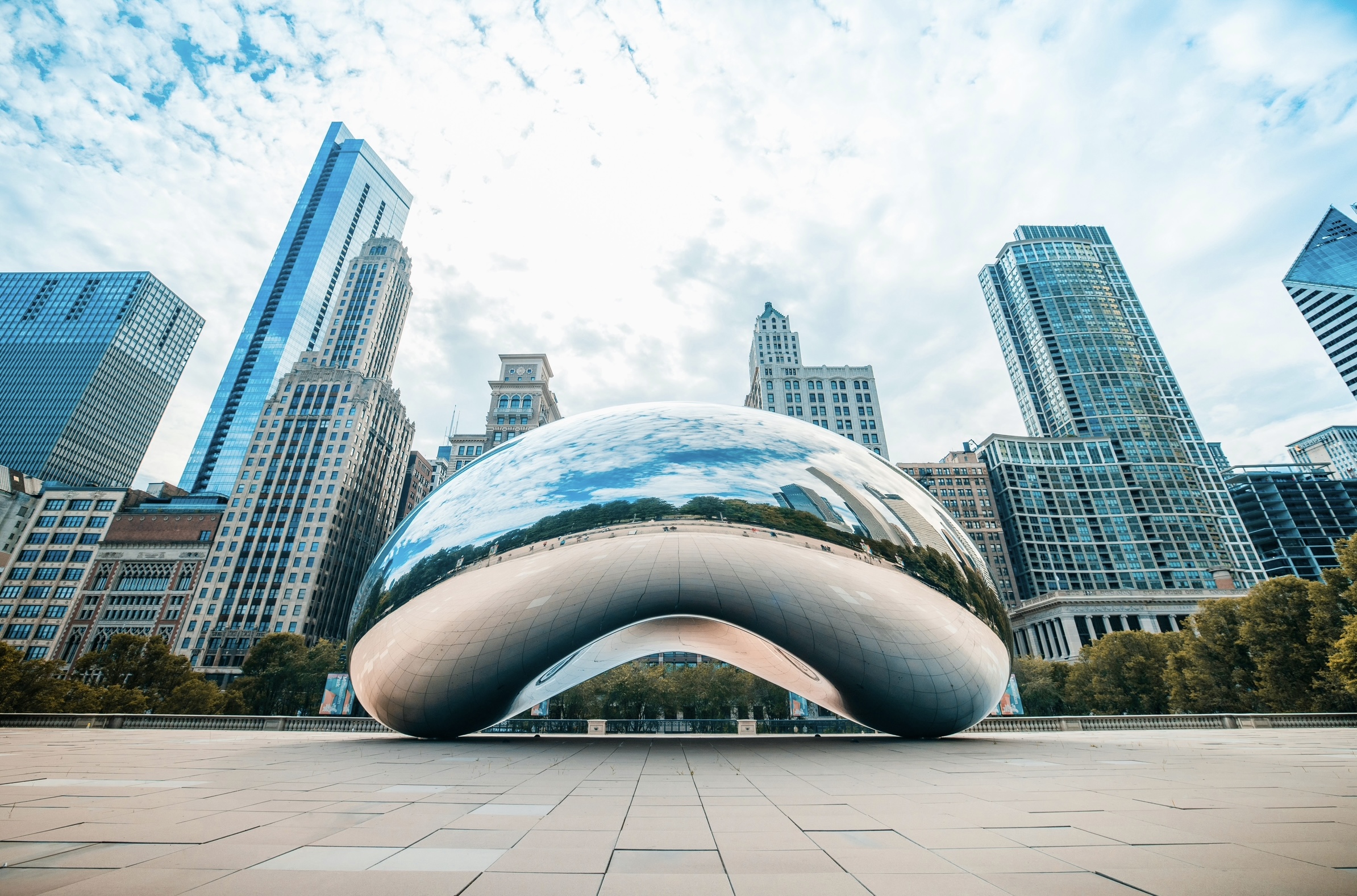 Chicago is a big filming location for the new Tyler Perry film “Mea Culpa”.
Pictured: the Chicago Cloud Gate or “The Bean” on a cloudy bright day 