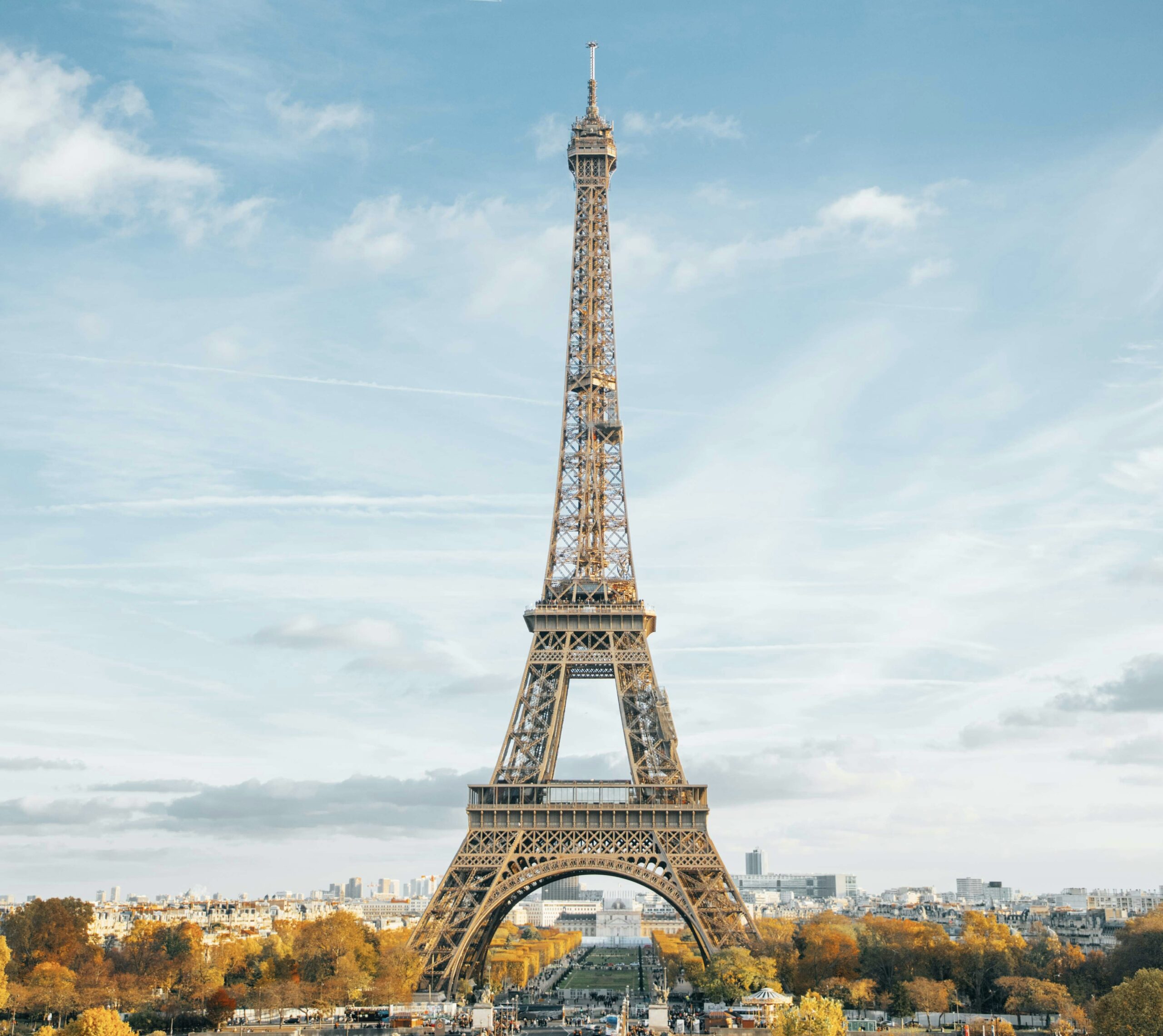 Paris, France is an iconic destination in Europe that travelers should be sure to visit.
Pictured: the Eiffel Tower on a bright blue day during the fall