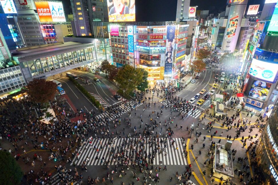 crowd of people walking in major city in Japan