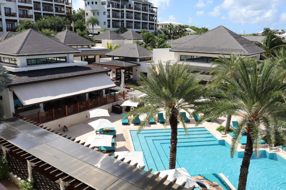 Zemi Beach House pool, cabanas, and surrounding resort restaurants