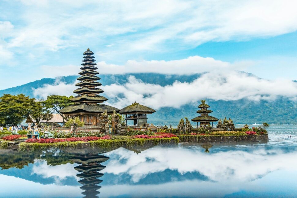 beautiful temple and garden on an island in Bali