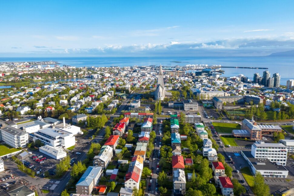 aerial view of Reykjavik, Iceland