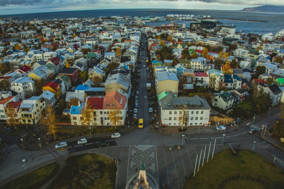 aerial view of neighborhood in Reykjavík, Iceland