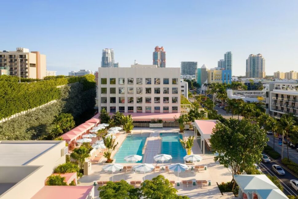 aerial view of pool at the goodtime hotel in Miami Florida