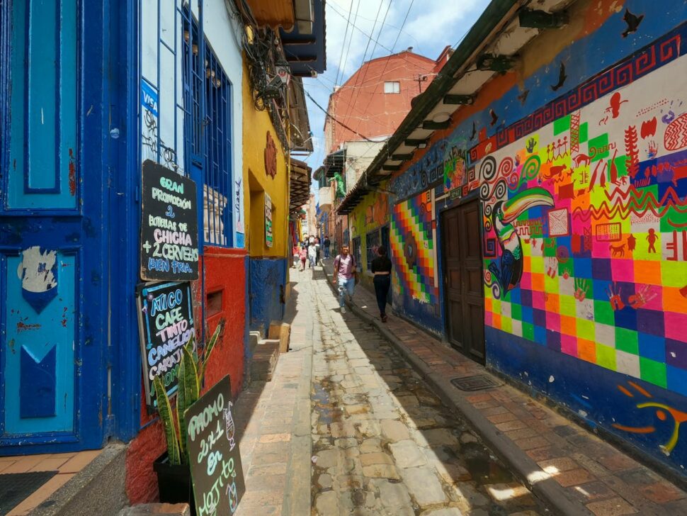 alleyway with street art in Bogota, Colombia