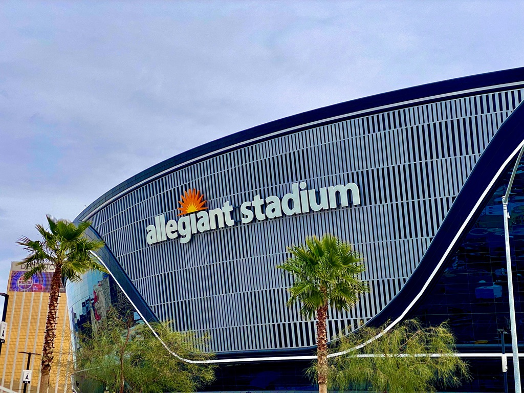 See why the 2024 Super Bowl led to more flight sales for Allegiant.  The airline's reputation has improved since its association with the event, so many travelers consider it a good airline.  pictured: Allegiant Stadium in Las Vegas, which is owned by Allegiant Travel Co.
