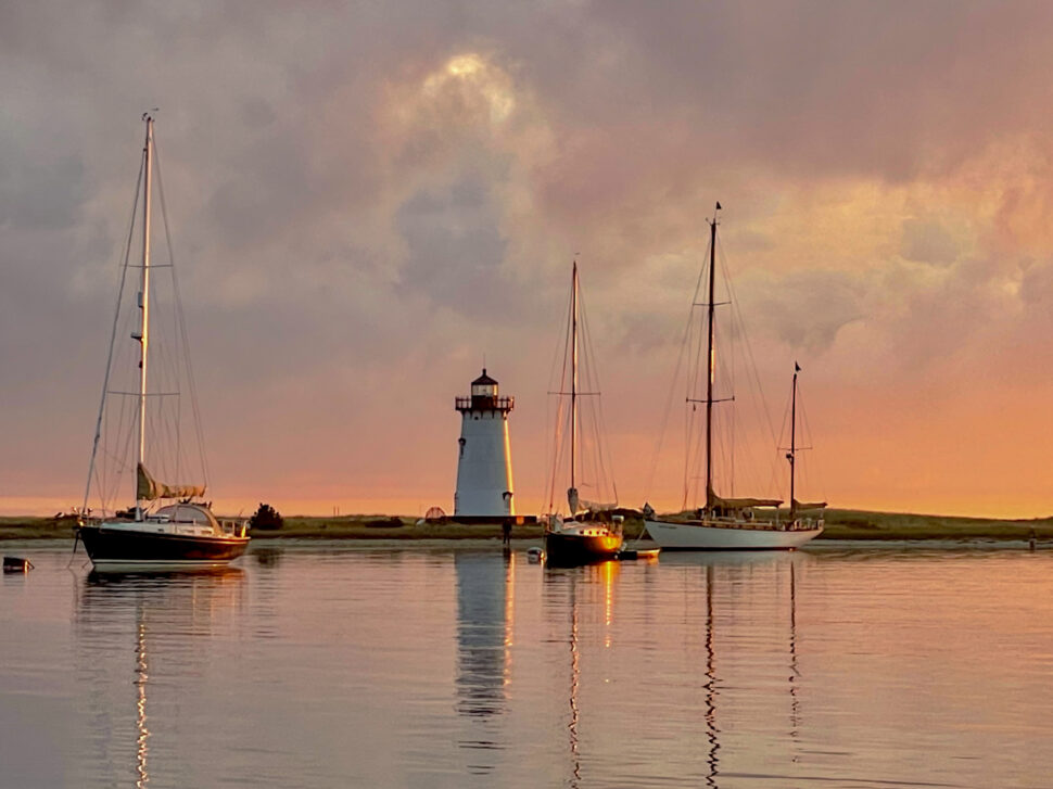 Sunrise on Edgartown Harbor.  Week 2 of The Martha's Vineyard Striped Bass & Bluefish Derby September 2022. 