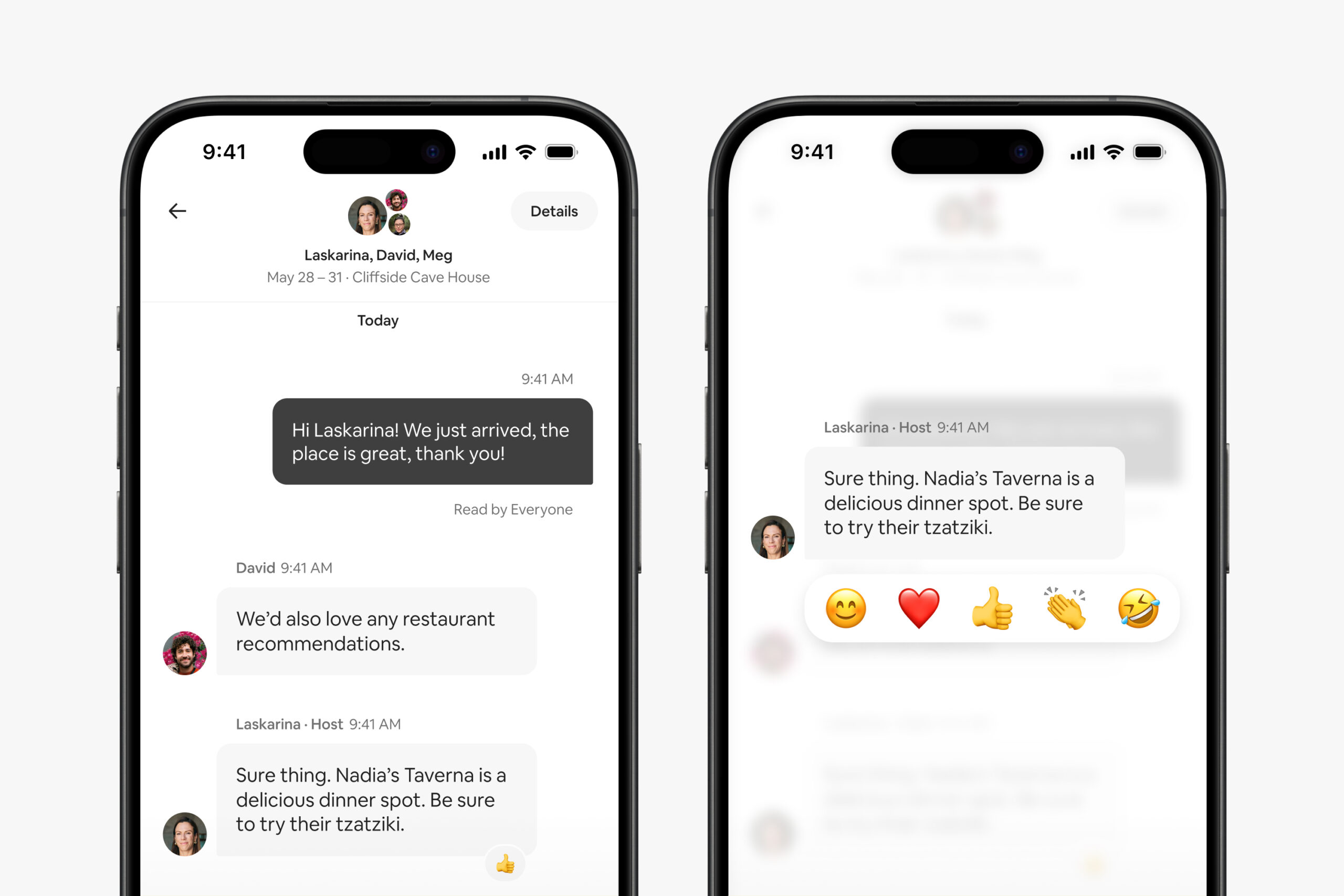 Message reactions, new feature on Airbnb