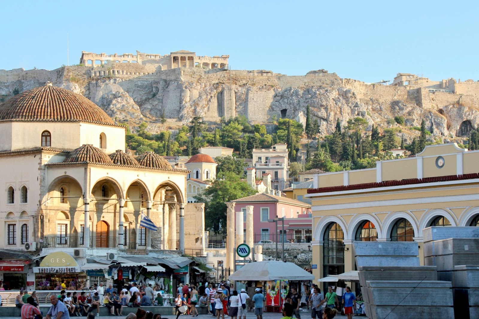 There are less crowds in Greece during the fall. 
pictured: Athens Greece with crowds