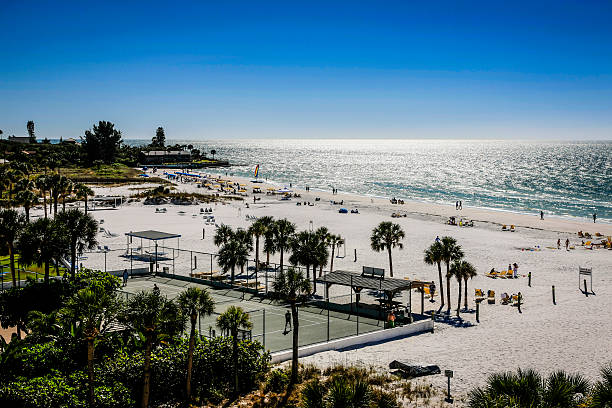 where was trigger warning filmed Pictured: Siesta Key beach on the Gulf of Mexico from the top of a beachfront apartment block at Crescent beach on Siesta Key, Sarasota in Florid