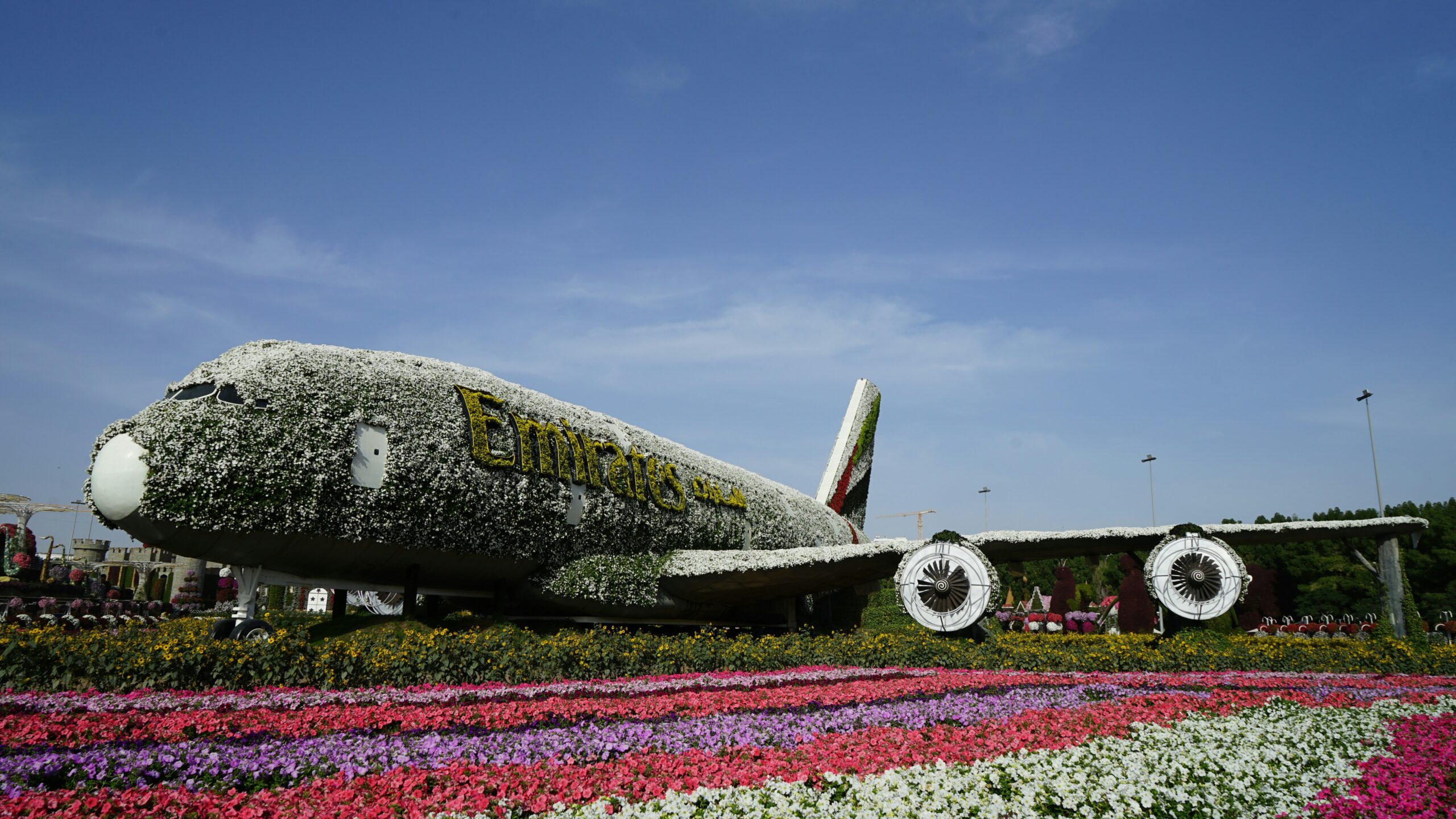 Learn more about the upcoming construction plans for the Dubai airport. 
pictured: a botanical replica of an Emirate’s Airline aircraft