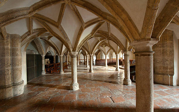 where was the sound of music filmed Pictured: Benedictine monastery Nonnberg. Romanesque crypt, circa
