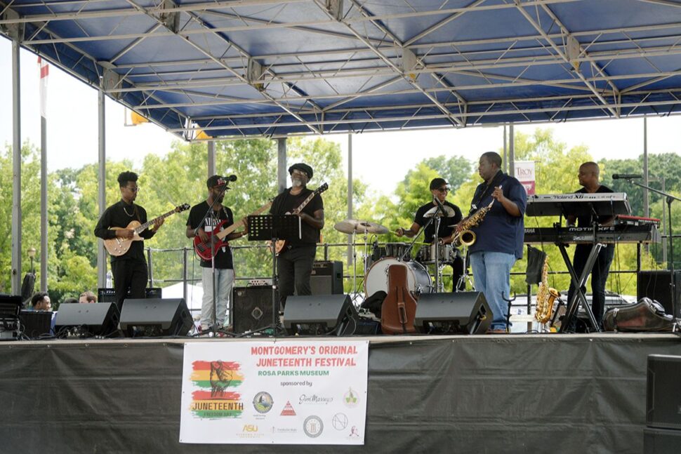 local band performing at Juneteenth celebration in Montgomery, Alabama